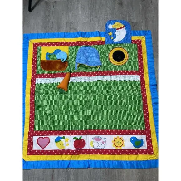 Vintage 1985 Playskool Baby Fold N Go Play Mat Activity Quilt Blanket Tummy Time - Picture 1 of 6